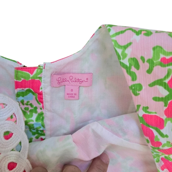 Lilly Pulitzer Cathy Flamingo Pink Southern Charm Lace Front Shift Dress size 0 - Picture 2 of 6